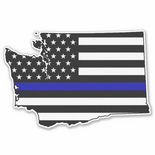 Thin Blue Line Flag Washington Aufkleber (Vorderseite)
