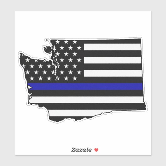 Thin Blue Line Flag Washington Aufkleber (Blatt)