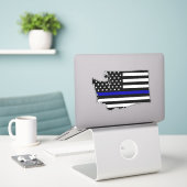Thin Blue Line Flag Washington Aufkleber (Laptop auf Schreibtisch)