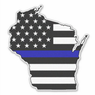 Thin Blue Line Flag Wisconsin Aufkleber