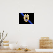 Thin Blue Line Flagge & Abzeichen Poster (Küche)