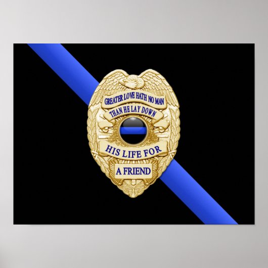 Thin Blue Line Flagge & Abzeichen Poster (Vorne)