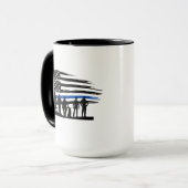 Thin Blue Line Flagge Polizei Tasse (Vorderseite Links)