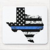 Thin Blue Line Flagge Texas Mousepad (Vorne)