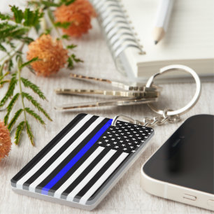 Thin Blue Line Flagge (Vereinigte Staaten) Schlüsselanhänger