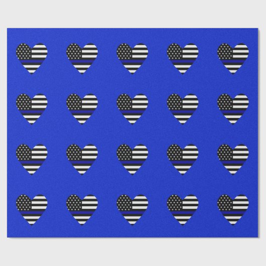 Thin Blue Line Flaggenmitte Geschenkpapier (Flach)