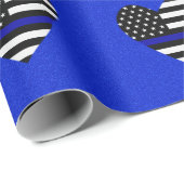 Thin Blue Line Flaggenmitte Geschenkpapier (Rolleneckpunkt)