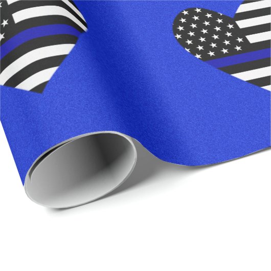 Thin Blue Line Flaggenmitte Geschenkpapier (Rolleneckpunkt)