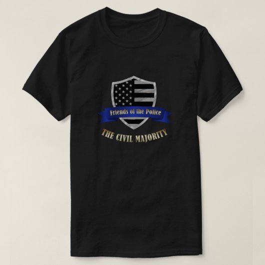 Thin Blue Line Freunde der Polizei Zivile Mehrheit T-Shirt (Design vorne)