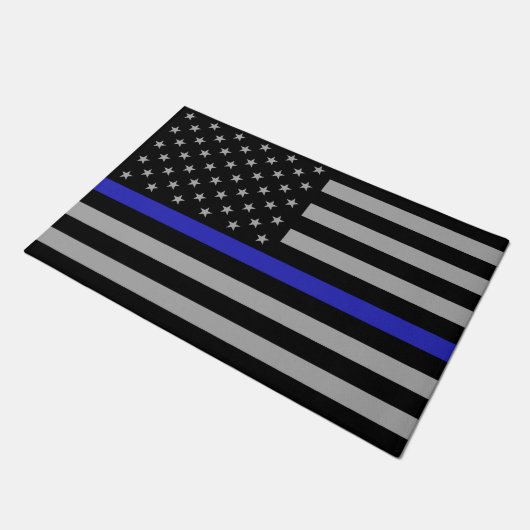 Thin Blue Line Fußmatte (Schrägansicht)