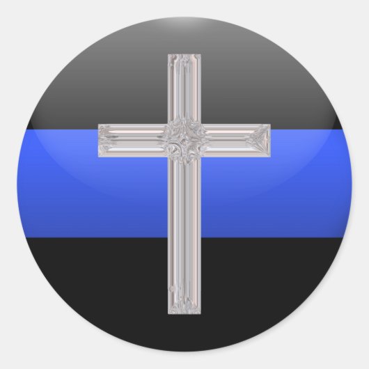 Thin Blue Line Gebet für Sicherheit Runder Aufkleber (Vorderseite)