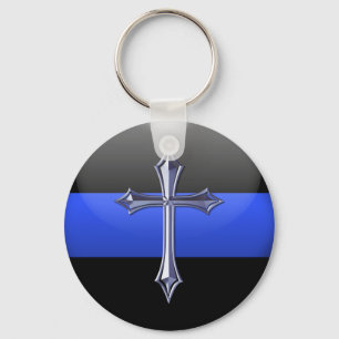 Thin Blue Line Gebet für Sicherheit Schlüsselanhänger
