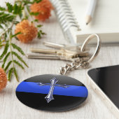 Thin Blue Line Gebet für Sicherheit Schlüsselanhänger (Seite)