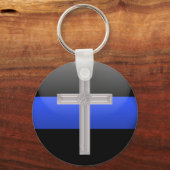 Thin Blue Line Gebet für Sicherheit Schlüsselanhänger (Rückseite)