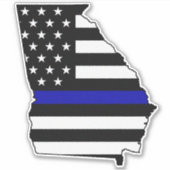 Thin Blue Line Georgia Flag Aufkleber (Vorderseite)