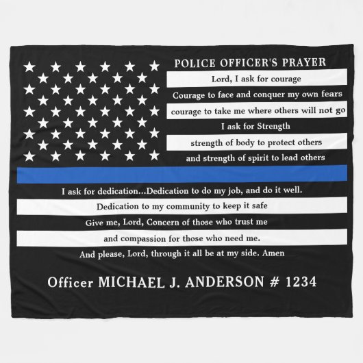 Thin Blue Line Geschenk Polizeidirektor Gebet Fleecedecke (Vorderseite (Horizontal))