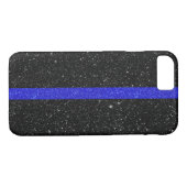 Thin Blue Line Glitzer Case-Mate iPhone Hülle (Rückseite (Horizontal))