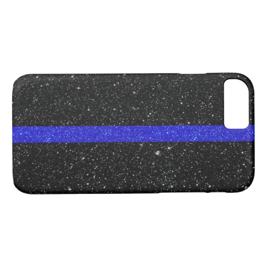 Thin Blue Line Glitzer Case-Mate iPhone Hülle (Rückseite (Horizontal))