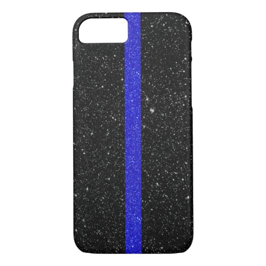 Thin Blue Line Glitzer Case-Mate iPhone Hülle (Rückseite)