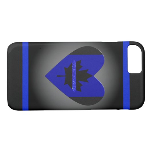 Thin Blue Line Glitzer Herzenflagge Case-Mate iPhone Hülle (Rückseite (Horizontal))