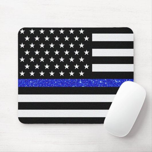 Thin Blue Line Glitzer Mousepad (Mit Mouse)