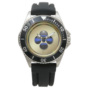 Thin Blue Line Gold Coin Armbanduhr
