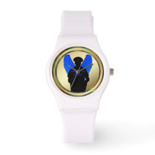 Thin Blue Line Gold Coin Guardian Angel Armbanduhr