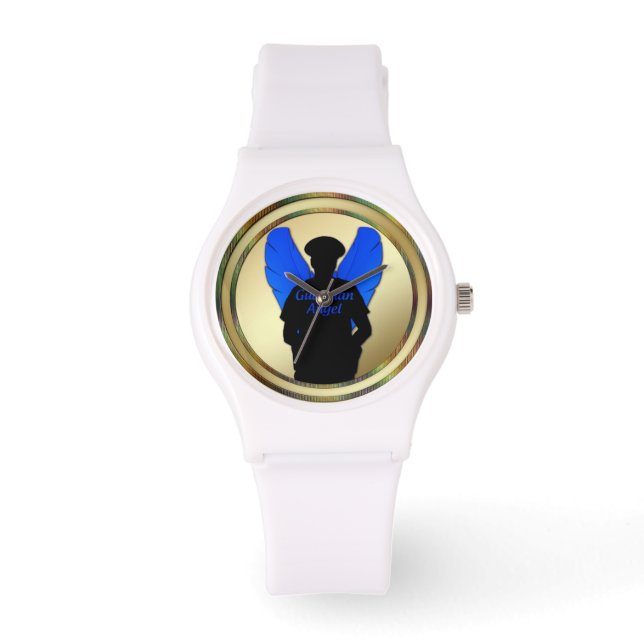 Thin Blue Line Gold Coin Guardian Angel Armbanduhr (Vorderseite)