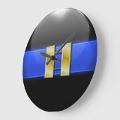 Thin Blue Line - Gold Police Captain Bars Große Wanduhr (Winkel)