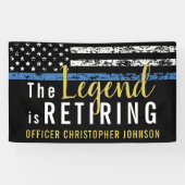 Thin Blue Line Gold Police Retirement Party Banner (Horizontal)
