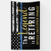 Thin Blue Line Gold Police Retirement Party Banner (Vertikal)