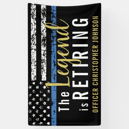 Thin Blue Line Gold Police Retirement Party Banner (Vertikal)