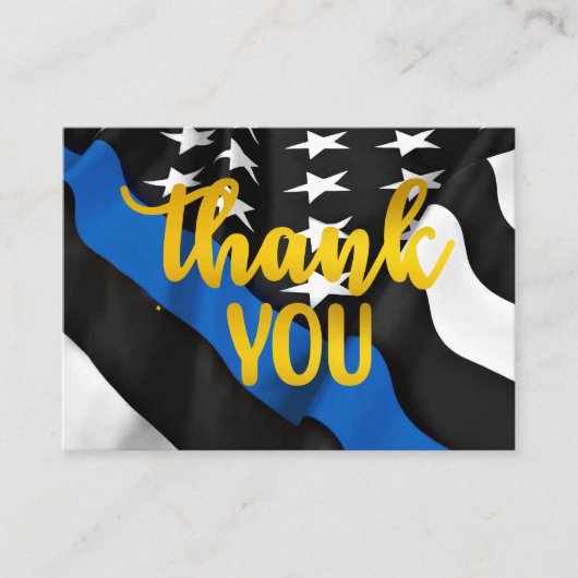 Thin Blue Line Gold Script Polizei Vielen Dank Visitenkarte (Vorderseite)