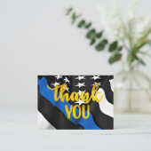 Thin Blue Line Gold Script Polizei Vielen Dank Visitenkarte (Stehend Vorderseite)