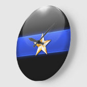 Thin Blue Line - Gold-Star-Hauptransignien Große Wanduhr (Winkel)