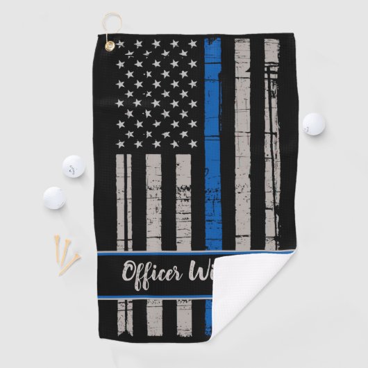 Thin Blue Line Golf - Police Officer USA Golfhandtuch (Insitu)