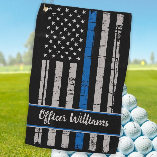 Thin Blue Line Golf - Police Officer USA Golfhandtuch