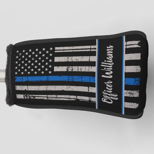 Thin Blue Line Golf - Polizeigeschenk - Polizeibea Headcover (Vorderseite)