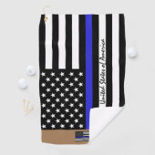 Thin Blue Line & Golf USA Flag Amerika /Monogrammi Golfhandtuch (Insitu)