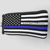 Thin Blue Line & Golf USA Flagge / Clubs Golf Head Headcover (Vorderseite)