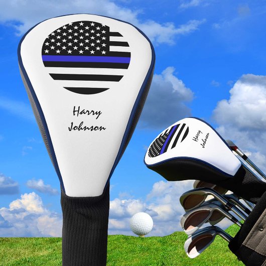 Thin Blue Line & Golf USA Flagge Mit Monogramm Headcover