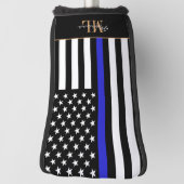 Thin Blue Line & Golf USA Flagge / Monogrammierte  Golf Headcover (Rotieren 90)