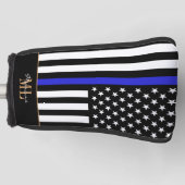 Thin Blue Line & Golf USA Flagge / Monogrammierte  Golf Headcover (Vorderseite)