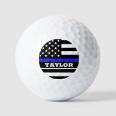 Thin Blue Line & Golf USA personalisierte Polizeif Golfball (Vorderseite)
