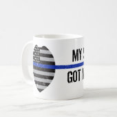 Thin Blue Line, Got Ihrer sechs, Polizei Mama Tass Kaffeetasse (Vorderseite Links)