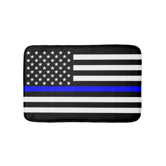 Thin Blue Line Grafik auf einer US-Flagge Badematte (Vorderseite)