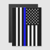 Thin Blue Line Grafik auf einer US-Flagge Magnetkarte (Vorne/Hinten)