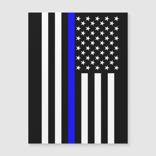 Thin Blue Line Grafik auf einer US-Flagge Magnetkarte (Vorderseite)