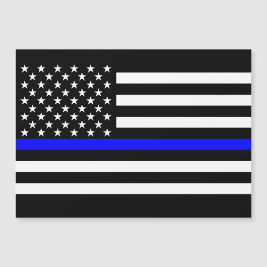 Thin Blue Line Grafik auf einer US-Flagge Magnetkarte (Vorderseite)