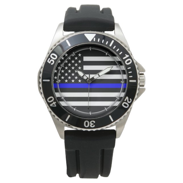 Thin Blue Line Graphic auf einer US-amerikanischen Armbanduhr (Vorderseite)